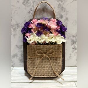 Handmade Floral Burlap Pocket Wall Decor